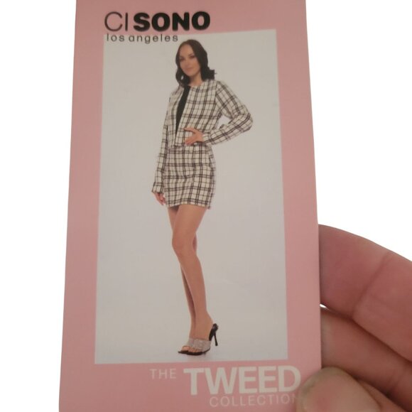 Ci Sono Womens Tweed Plaid Open Front Jacket‎ Black/White L - Picture 8 of 10